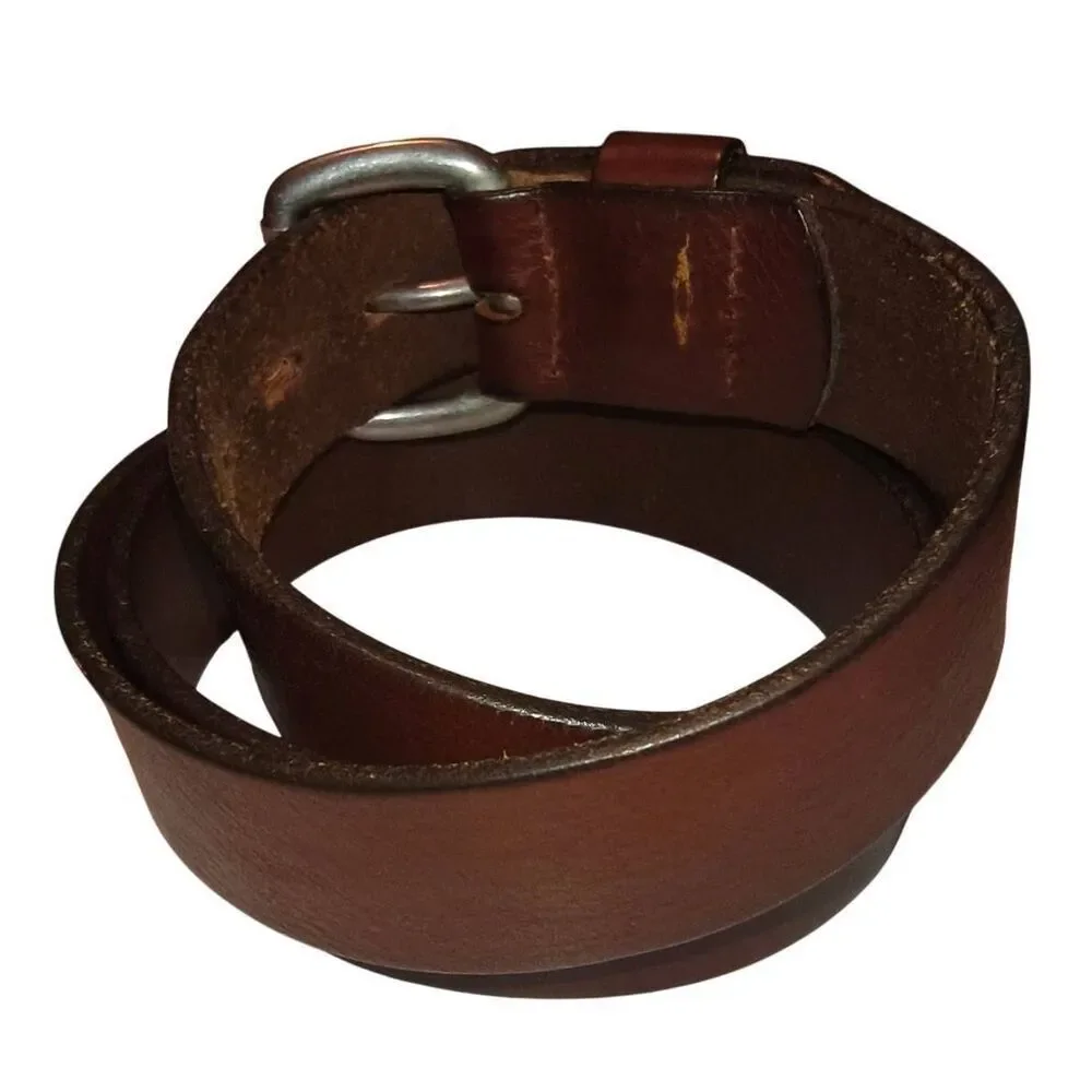 Eddie Bauer Leather Belt WPL 9647 Size 40 Brown England Silver tone hardware